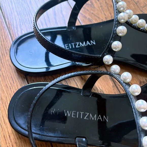 Stuart Weitzman size 11 pearl studded jelly flat sandals - Picture 2 of 10